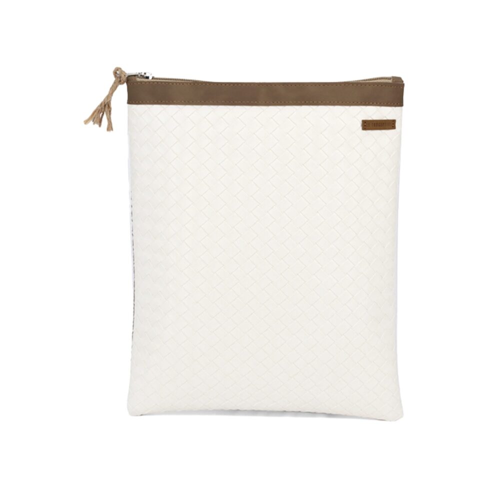 Organizador tv medium trenzado blanco - cinta capuccino
