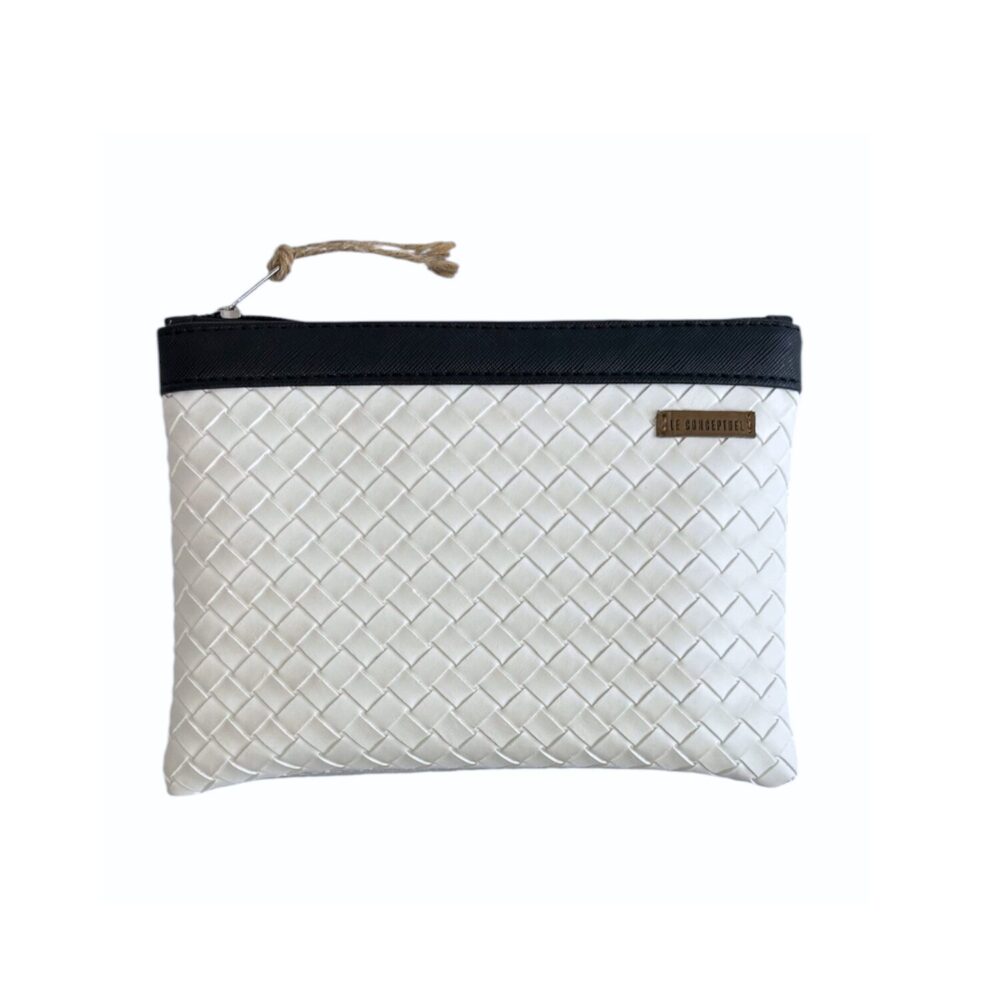 Organizador tv  small trenzado blanco -cinta negro