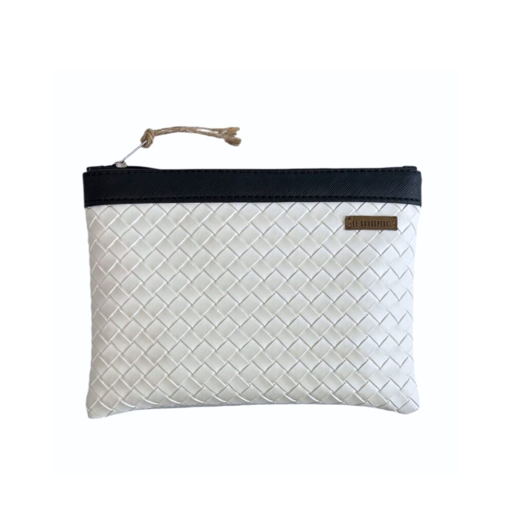 Organizador tv  small trenzado blanco -cinta negro