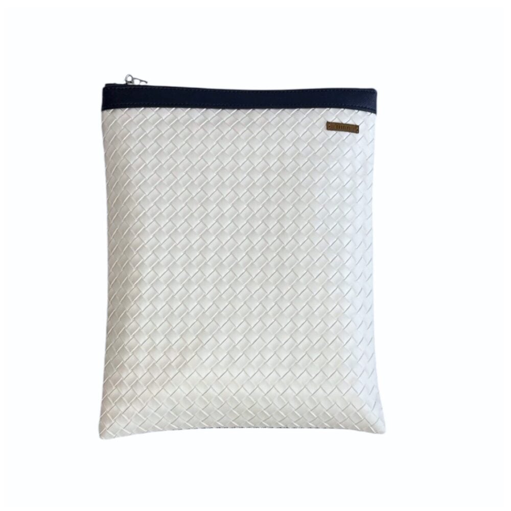 Organizador tv medium trenzado blanco - cinta azul