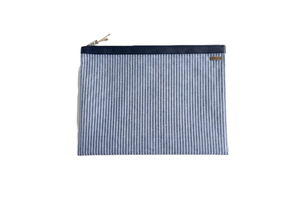 Organizador tv  large rayas lino azul- cinta azul