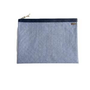 Organizador tv  large rayas lino azul- cinta azul