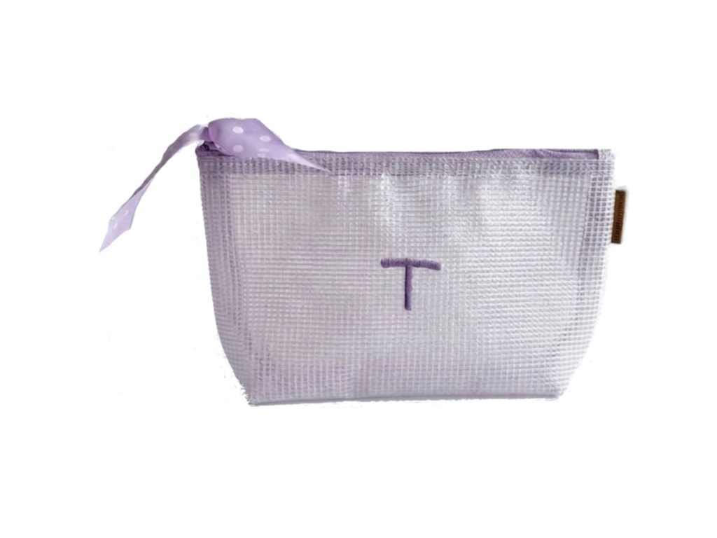 Neceser care case small - cinta lila / bordado t