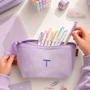 Neceser care case small - cinta lila / bordado t