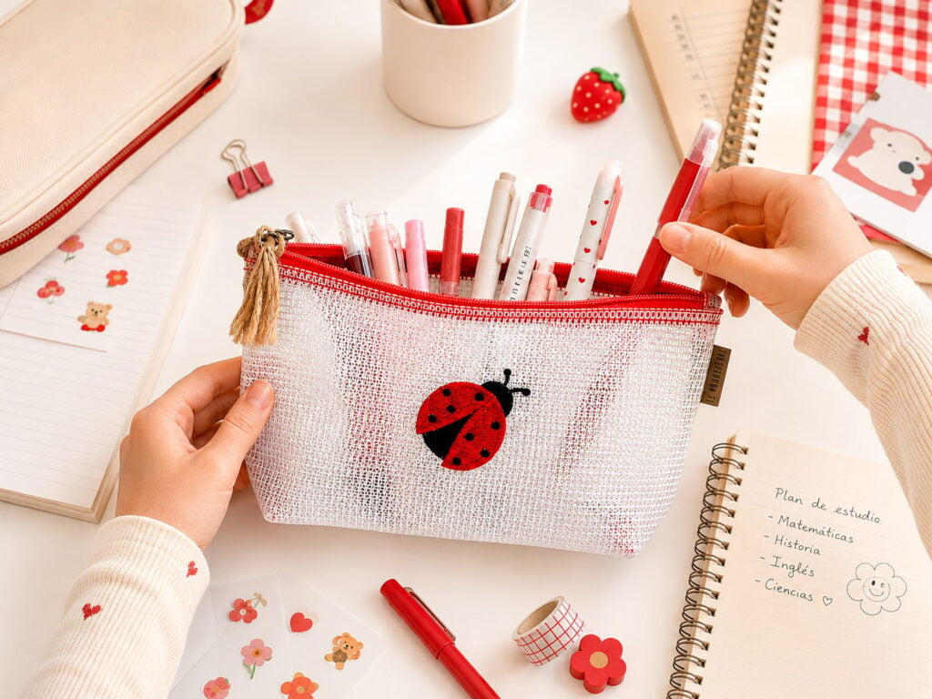 Neceser care case medium - cinta rojo / mariquita