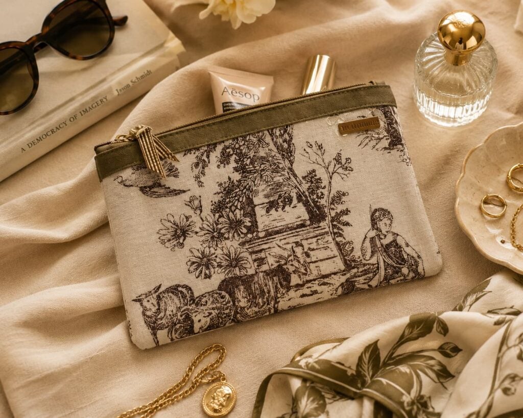 Organizador tv  small toile vintage  - cinta capuccino