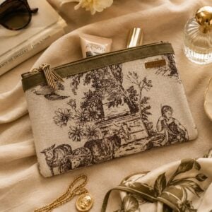 Organizador tv  small toile vintage  - cinta capuccino