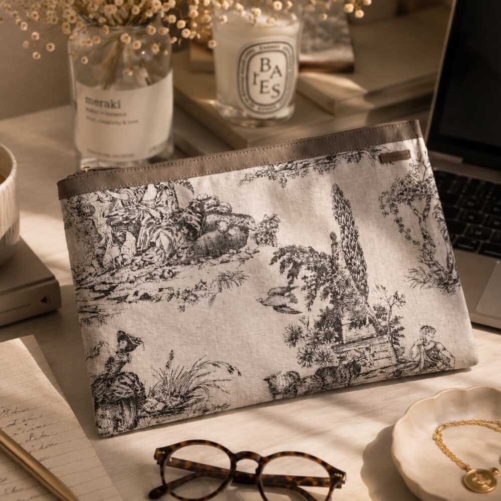 Organizador tv large toile vintage - cinta capuccino
