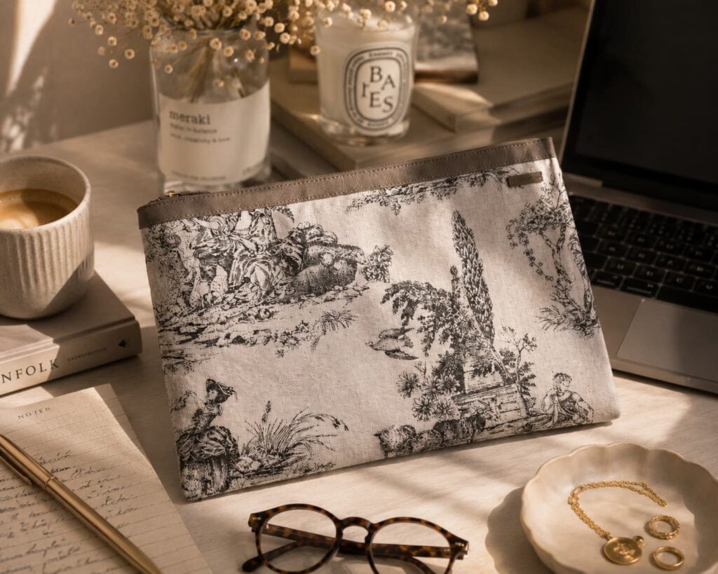 Organizador tv large toile vintage - cinta capuccino