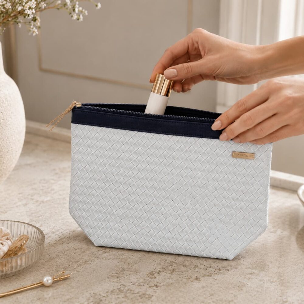 Organizador tv classic trenzado blanco - cinta azul