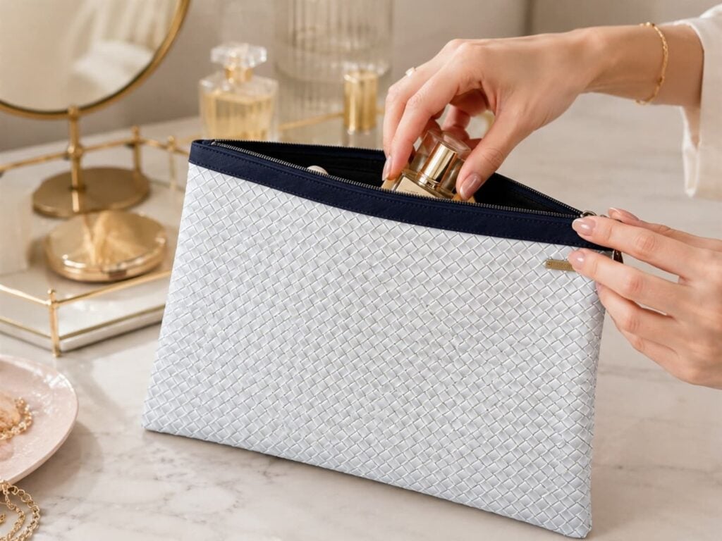 Organizador  tv large trenzado blanco - cinta azul