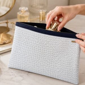 Organizador  tv large trenzado blanco - cinta azul
