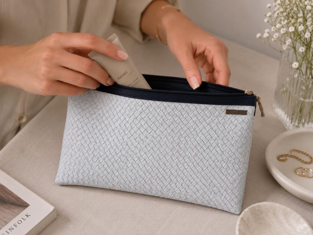 Organizador  tv small trenzado blanco - cinta azul