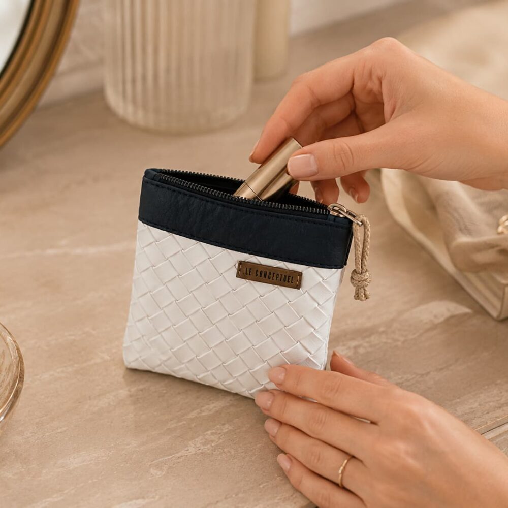Organizador tv tiny trenzado blanco - cinta azul