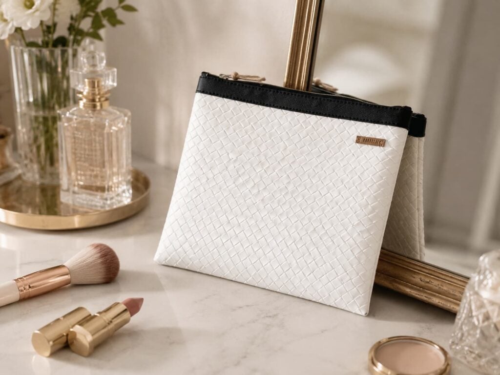 Organizador tv medium trenzado blanco -cinta negro