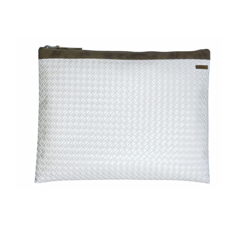 Organizador  tv large trenzado blanco - cinta capuccino