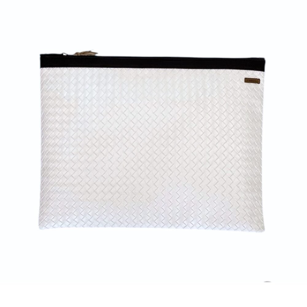 Organizador tv large trenzado blanco -cinta negro