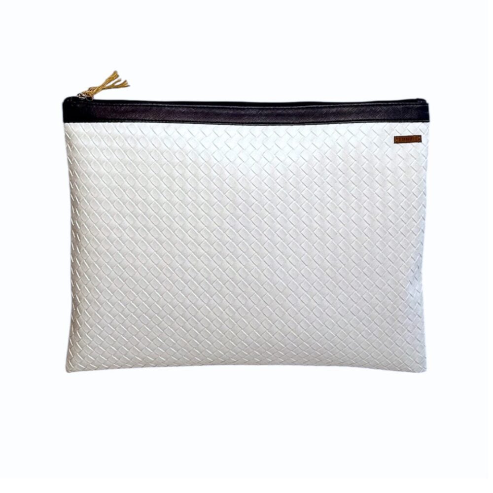 Organizador  tv large trenzado blanco - cinta azul