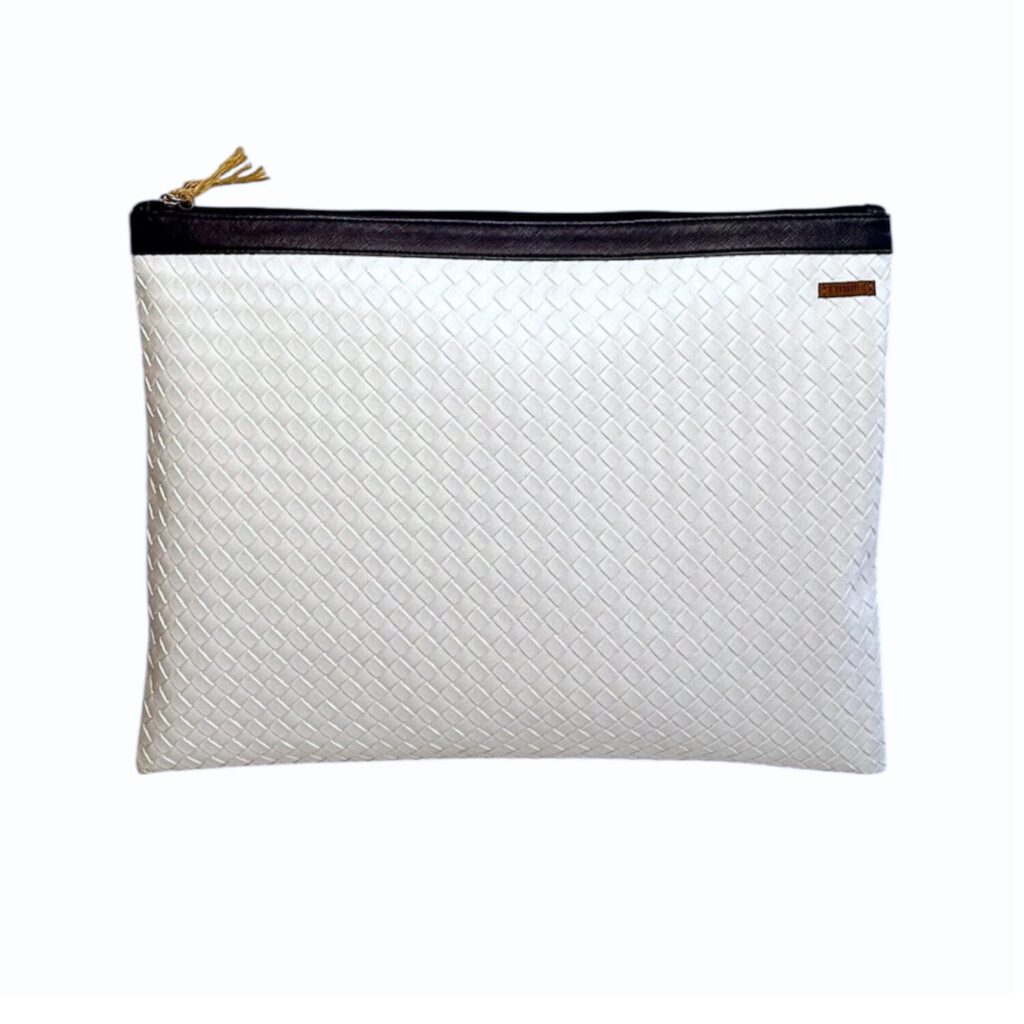 Organizador  tv large trenzado blanco - cinta azul