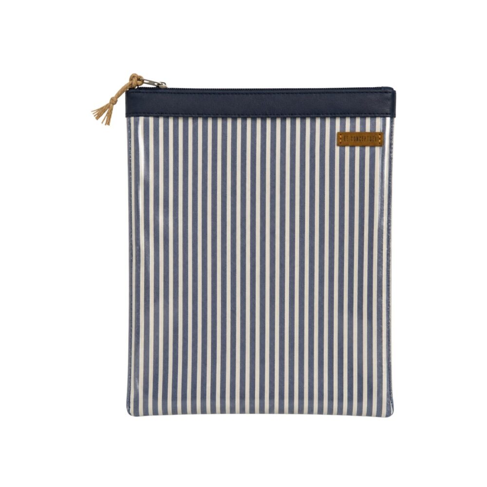 Organizador tv medium rayas lino azul - cinta azul