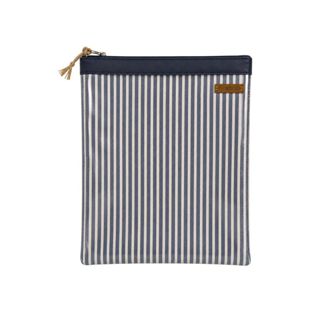 Organizador tv medium rayas lino azul - cinta azul