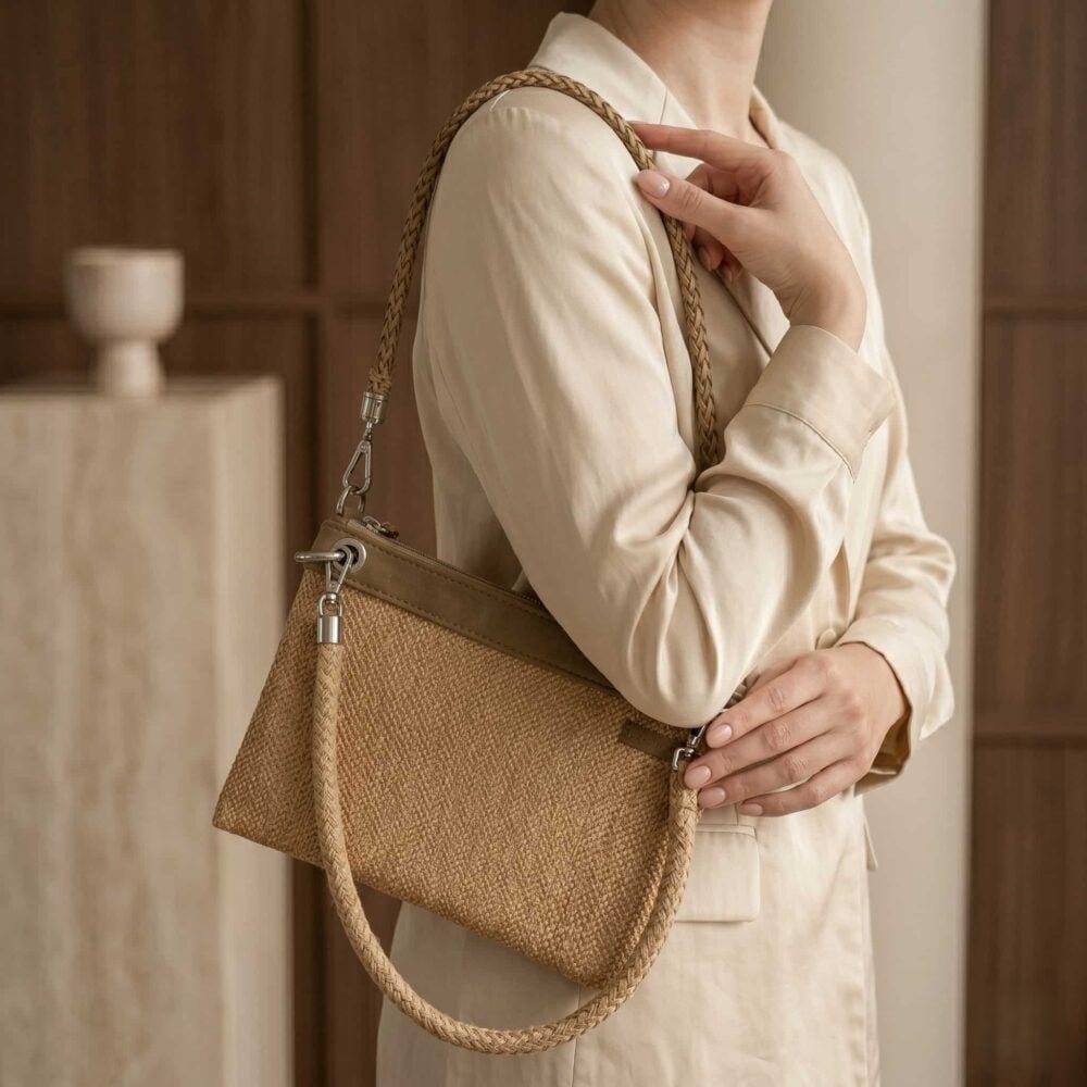 Neceser swing case mimbre -cinta capuccino