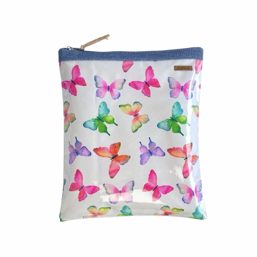Organizador tv medium mariposas  - cinta denim