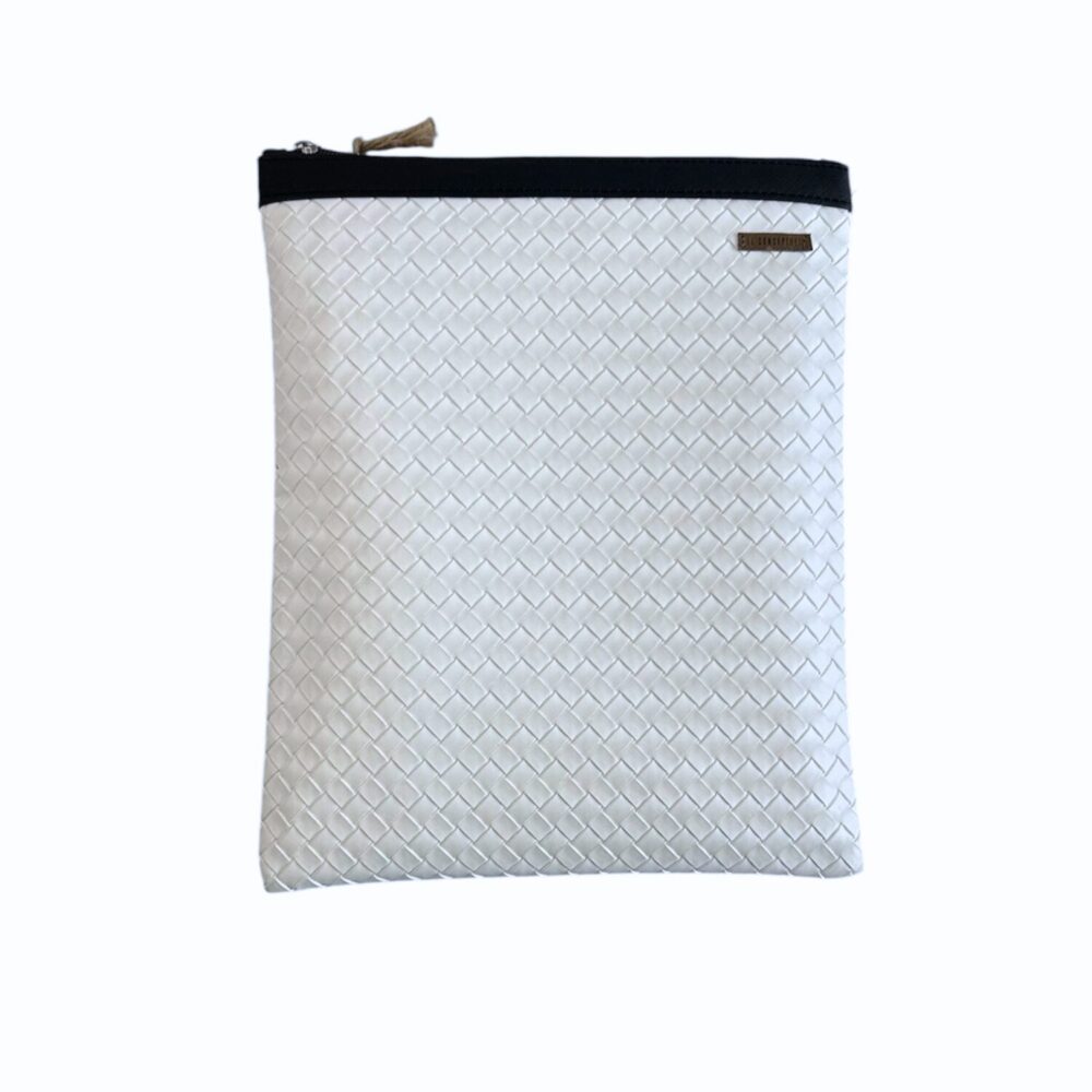 Organizador tv medium trenzado blanco -cinta negro