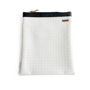 Organizador tv medium trenzado blanco -cinta negro