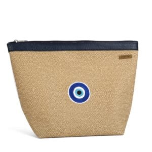 Organizador tv classic mimbre - cinta azul - bordado ojo turco