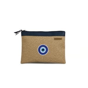 Organizador tv small mimbre - cinta azul - bordado ojo turco
