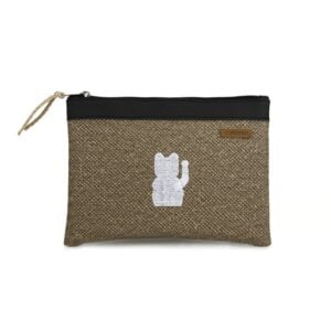 Organizador tv small mimbre - cinta negra - bordado gato