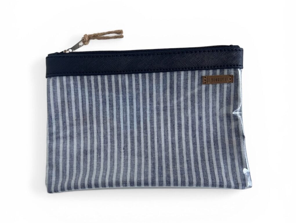 Organizador tv small rayas lino azul- cinta azul