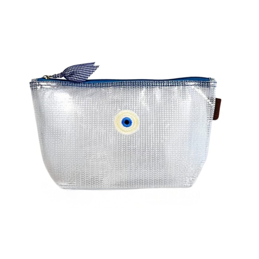 Neceser care case medium - cinta azul / ojo turco blanco