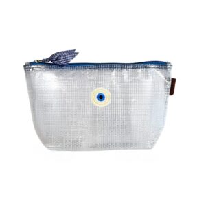 Neceser care case medium - cinta azul / ojo turco blanco