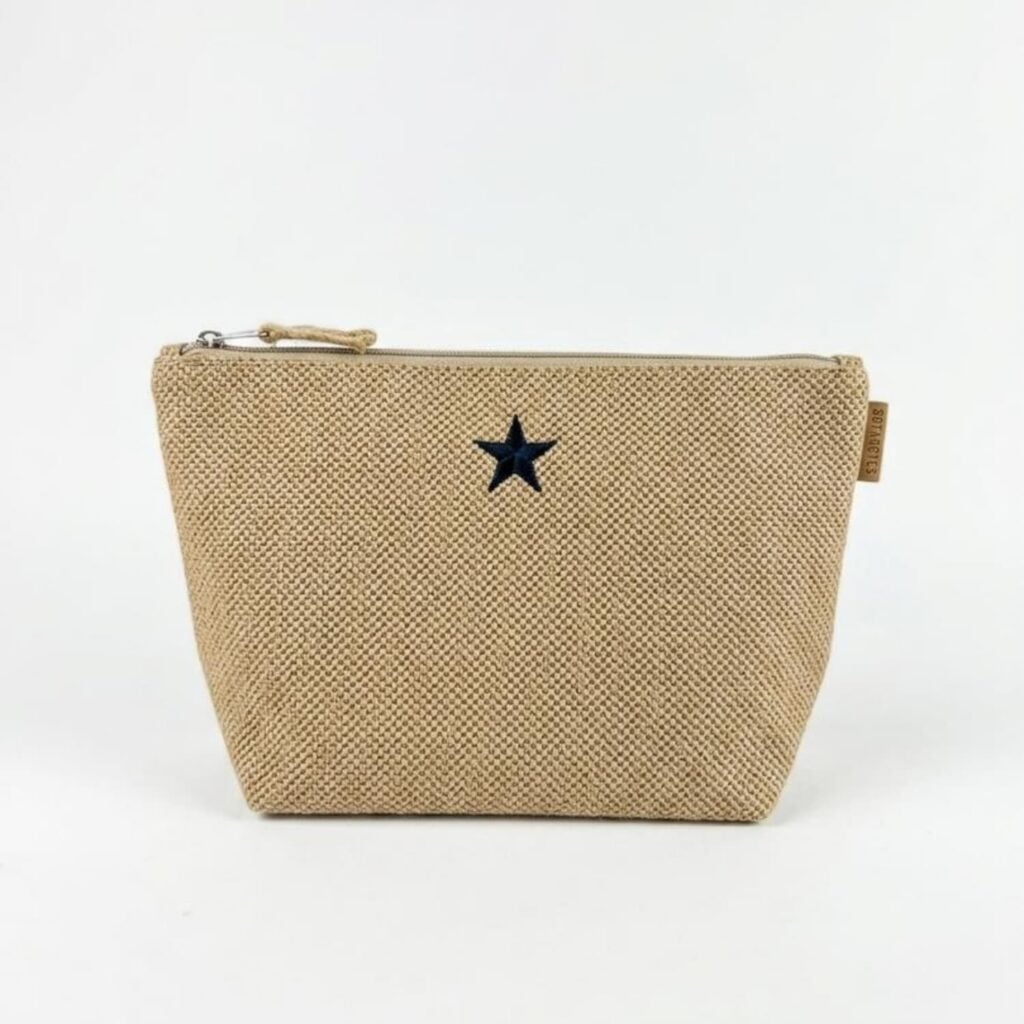 Neceser basic mimbre- bordado estrella negra