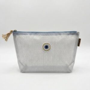 Neceser care case medium - cinta azul / ojo turco blanco